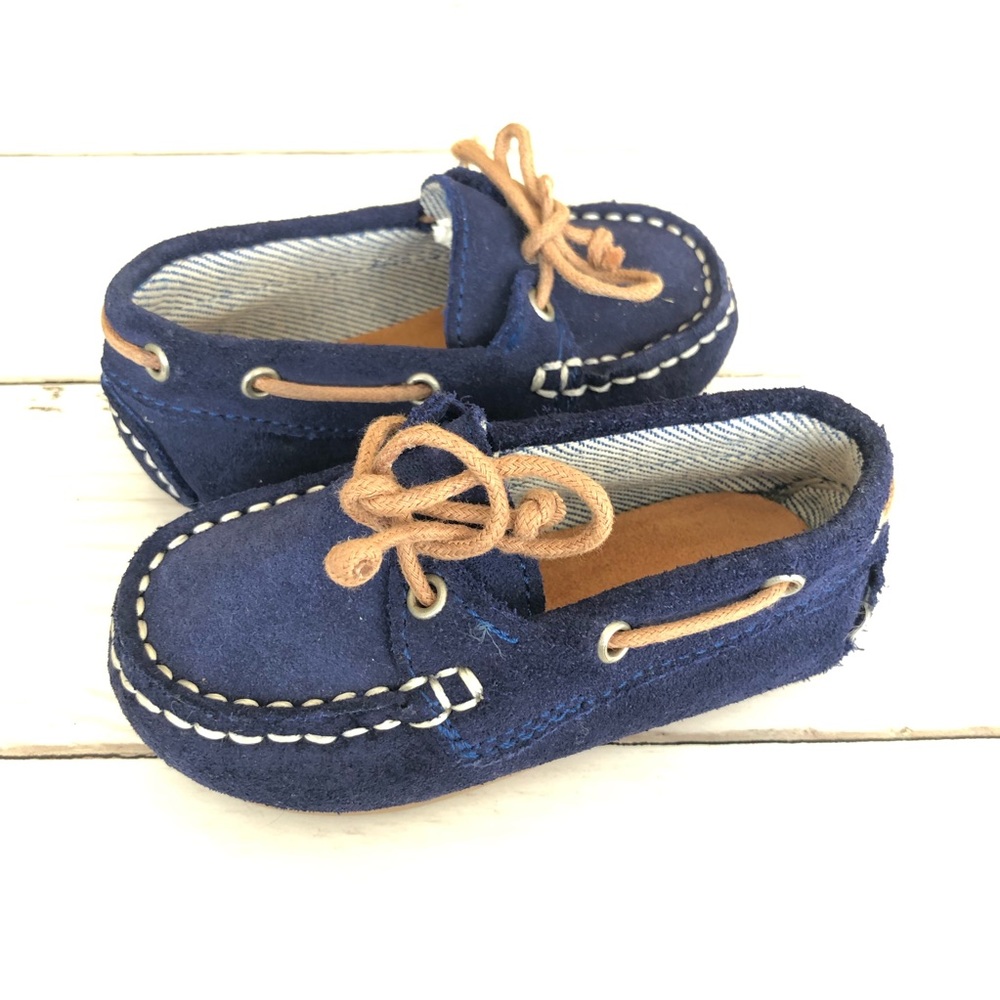 Zara Baby Navy Suede Slip On Loafers